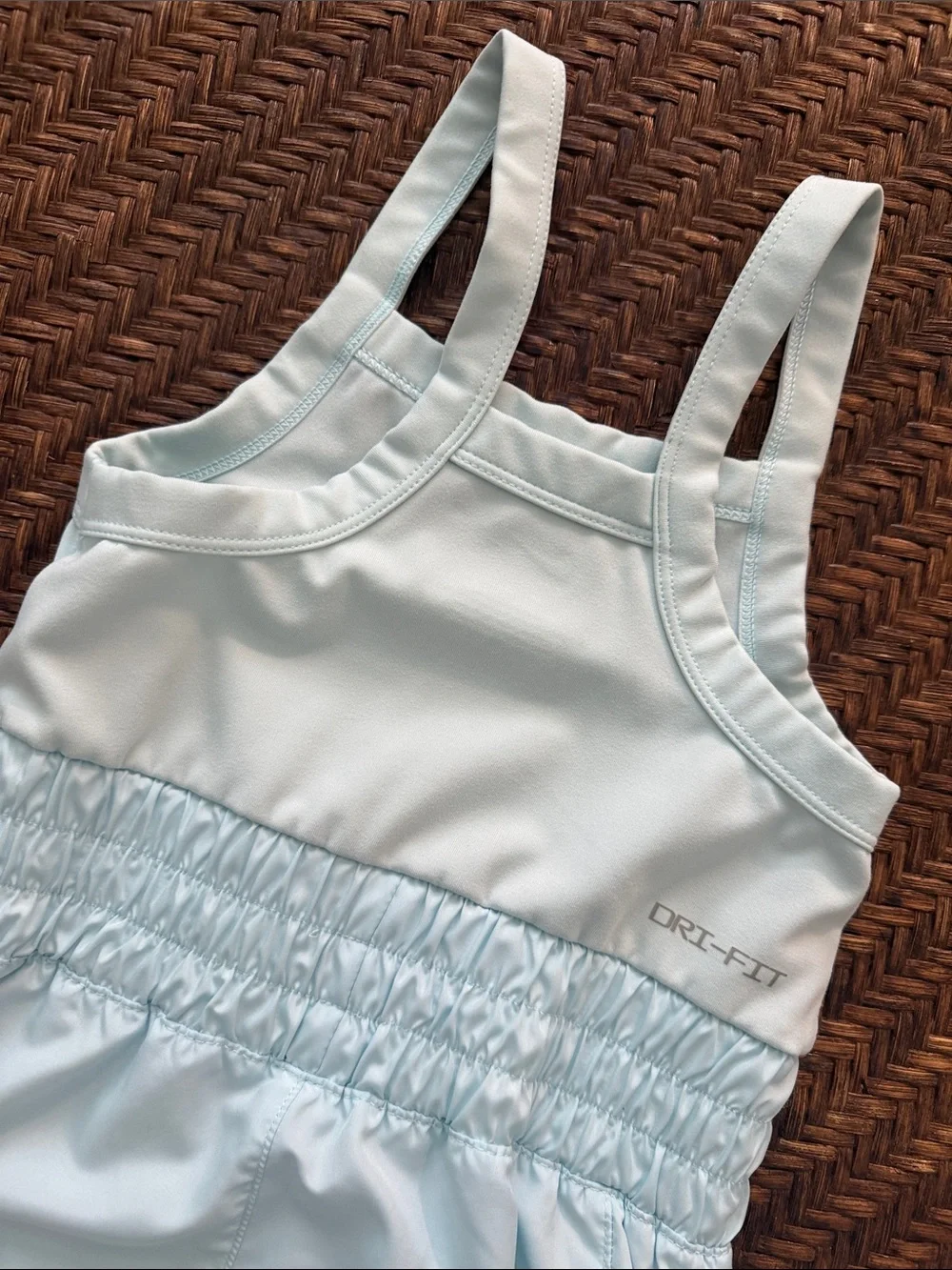 Nike Mint Blue Athletic Romper with Pink Swoosh